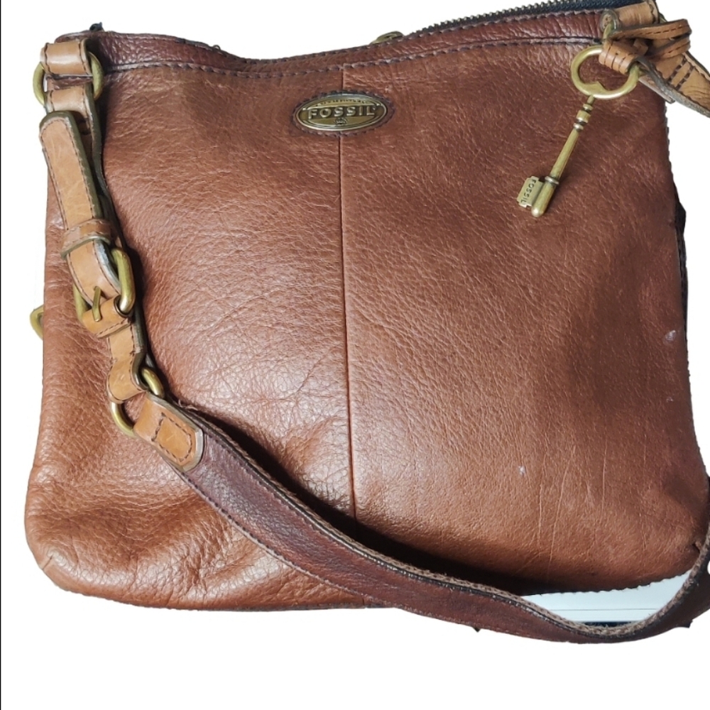 Fossil Brown Leather Crossbody Bag